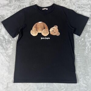 Palm Angels Shirt Mens Medium Black Teddy Bear Graphic Logo Back Print Italy